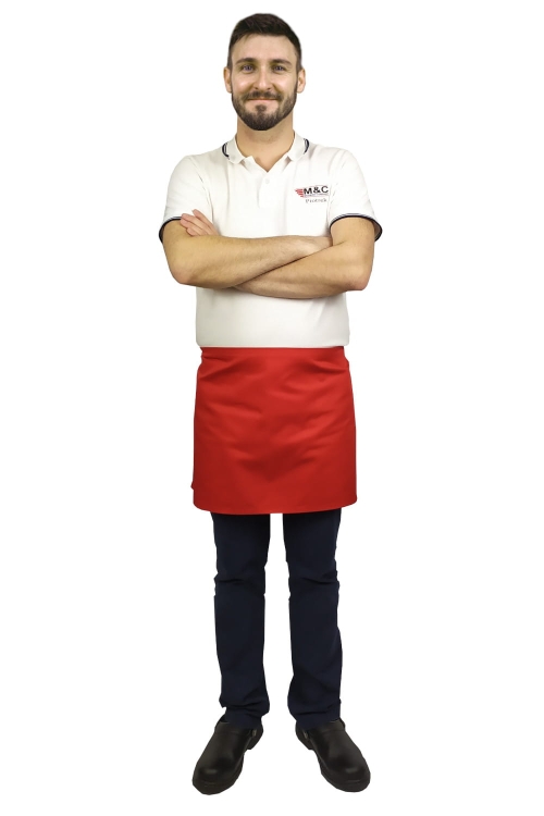Tablier de serveur rouge de 40 cm de long.