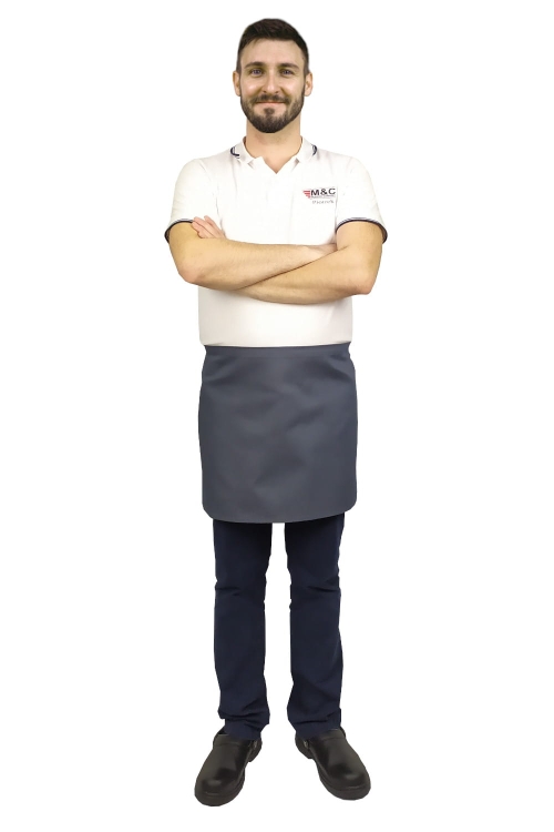 Tablier de serveur gris, longueur 40 cm.