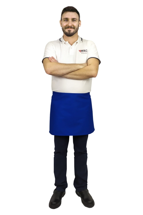 Tablier de serveur bleu roi 40 cm chef