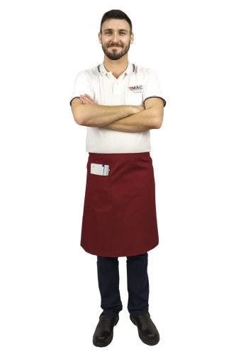 Tablier de serveur bordeaux 60 cm de long pour cuisinier