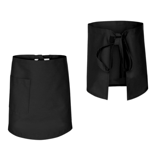 Tablier de cuisine noir de 60 cm de long.