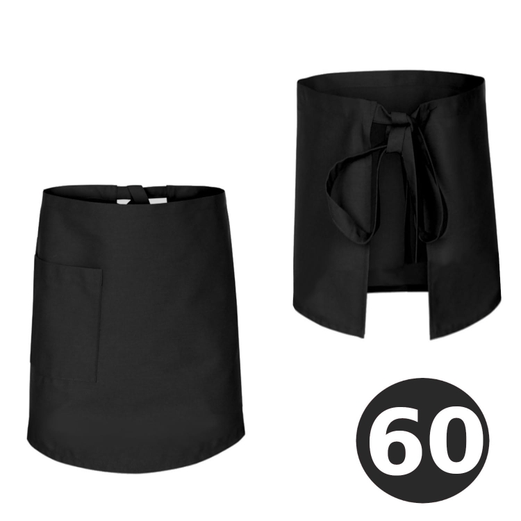 Tablier de barman noir de 60 cm de long