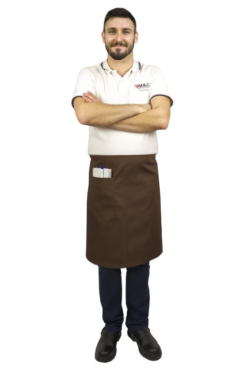 Tablier de serveur en brun, longueur 60 cm.