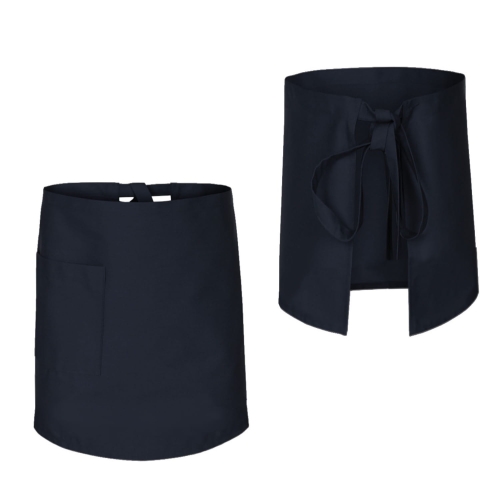 Tablier de cuisine bleu marine de 60 cm de long.