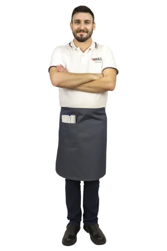 Tablier de serveur gris 60 cm de long, style chef.