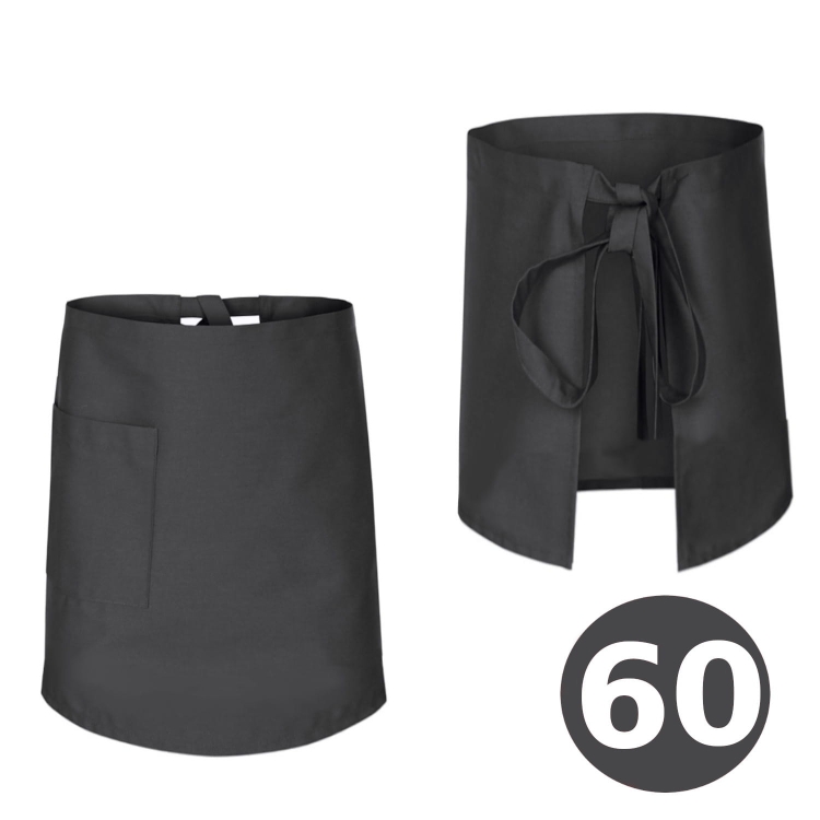 Tablier de cuisine long gris 60 cm pour serveur.