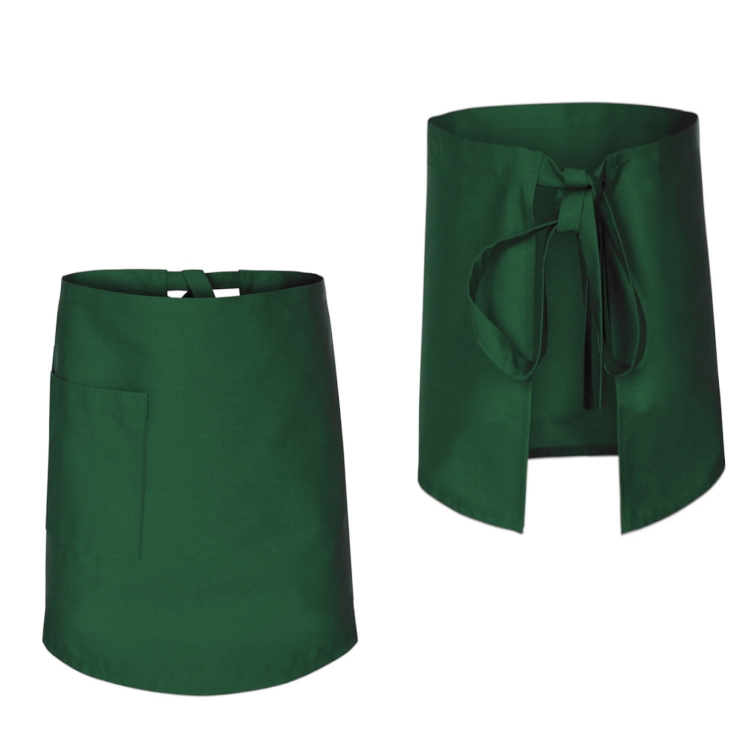 Tablier de chef, serveur, barman, longueur 60 cm, couleur verte.