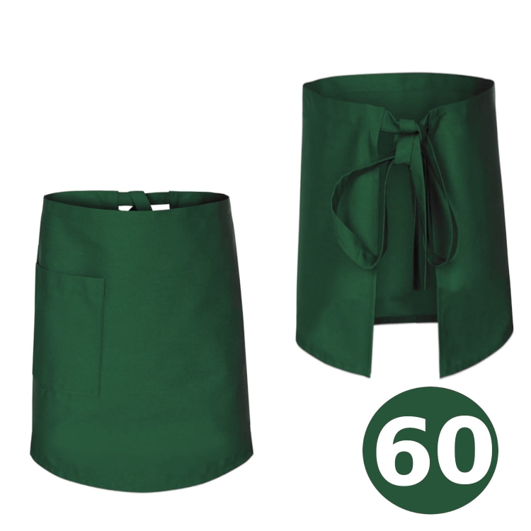 Longueur de 60 cm pour un tablier de cuisine vert, serveur, barman.