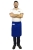Tablier de serveur bleu cobalt de 60 cm de long.