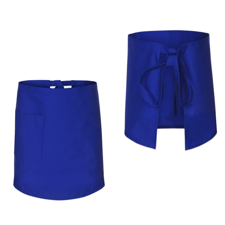 Tablier de cuisine bleu de 60 cm de long.