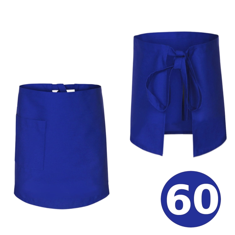 Tablier de barman long bleu de 60 cm