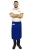 Tablier de serveur bleu royal de 75 cm de long.