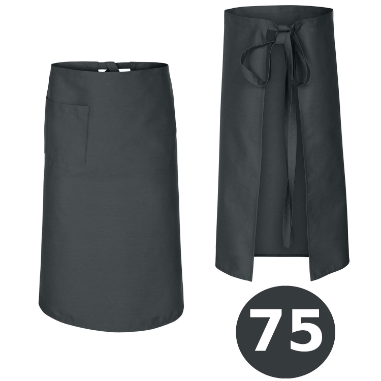 Tablier de cuisine gris pour serveur, longueur 75 cm
