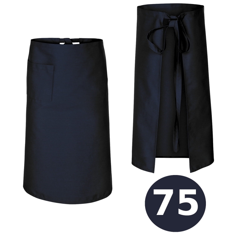 Tablier de barman long en bleu marine 75 cm