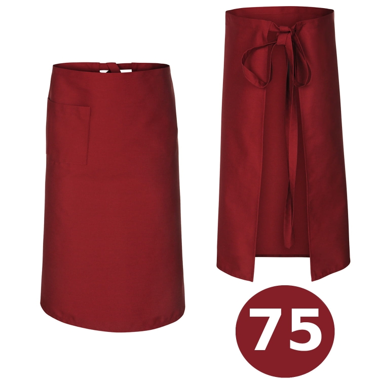 Tablier de chef bordeaux long 75 cm