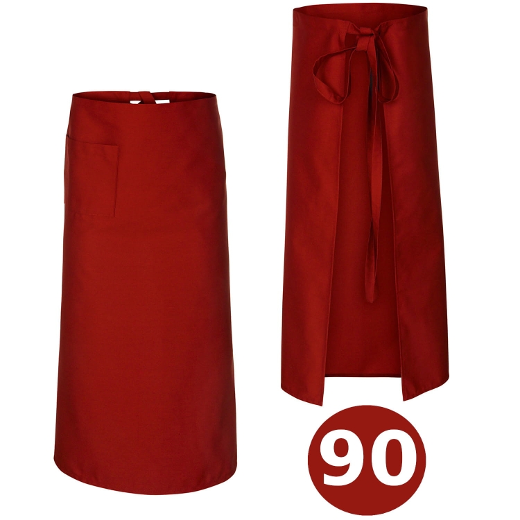 Tablier de cuisine rouge de 90 cm de long
