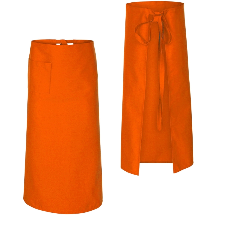 Tablier de cuisine long pour serveur en couleur orange.