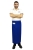 Tablier de serveur bleu roi de 90 cm de long.