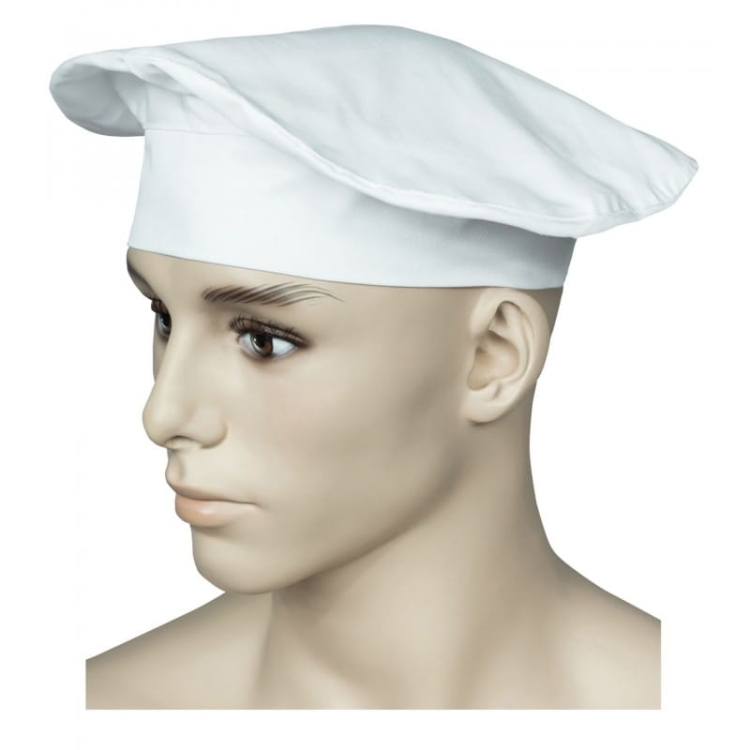 Bonnette de chef de cuisine blanche, basse.