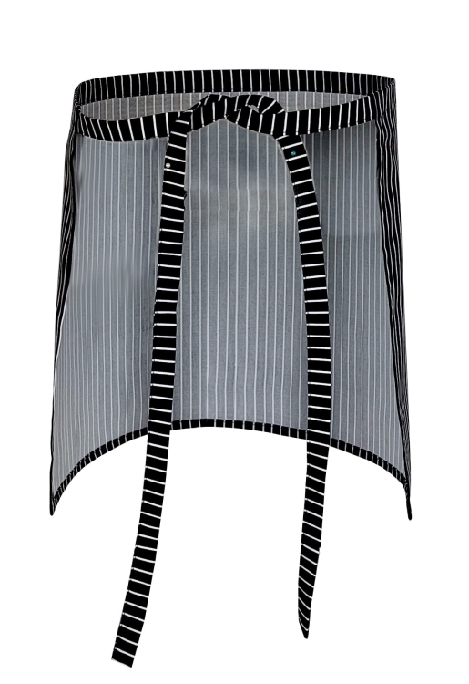 Tablier de cuisine noir à rayures blanches
