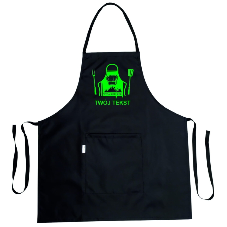 Tablier de cuisine avec graphique 'Grill Menu' imperméable.