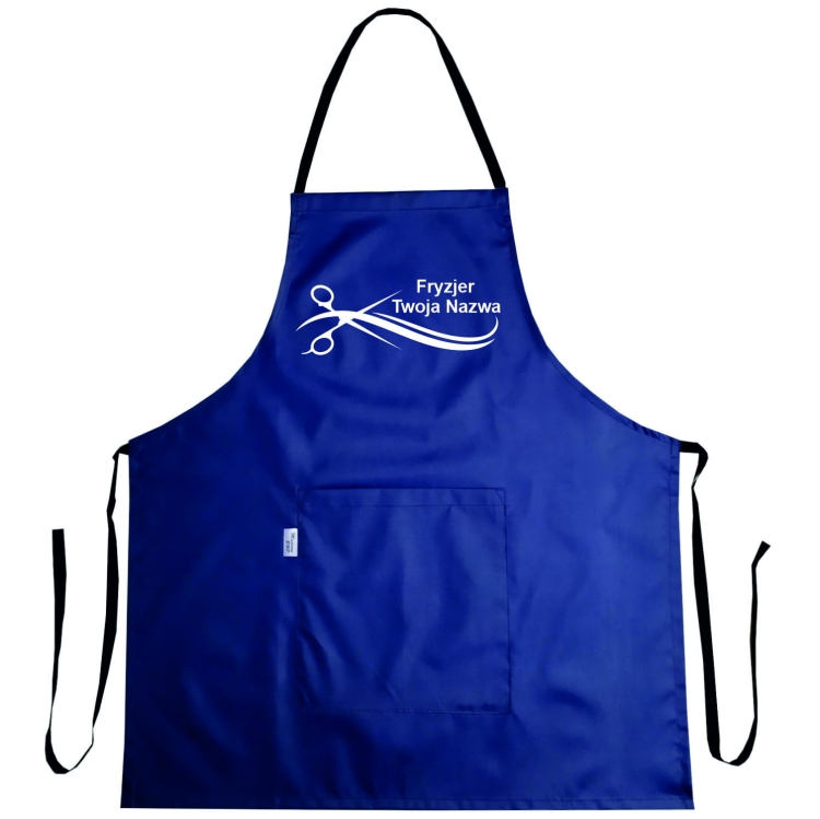 Tablier de coiffeur avec graphique 'Ciseaux dorés' imperméable.