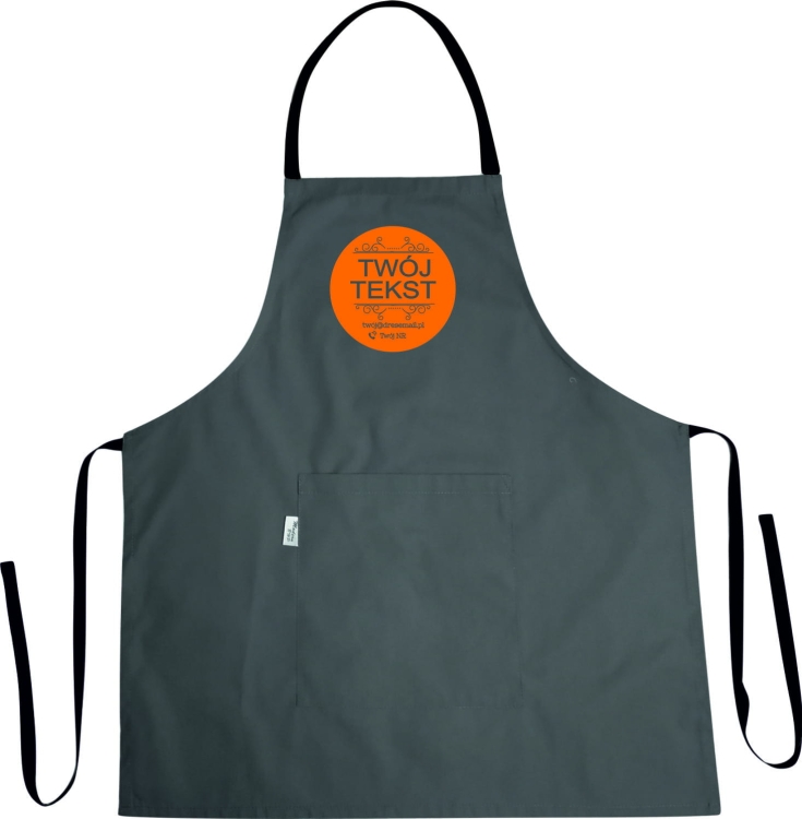 Tablier de cuisine profilé avec texte publicitaire sélectionné.