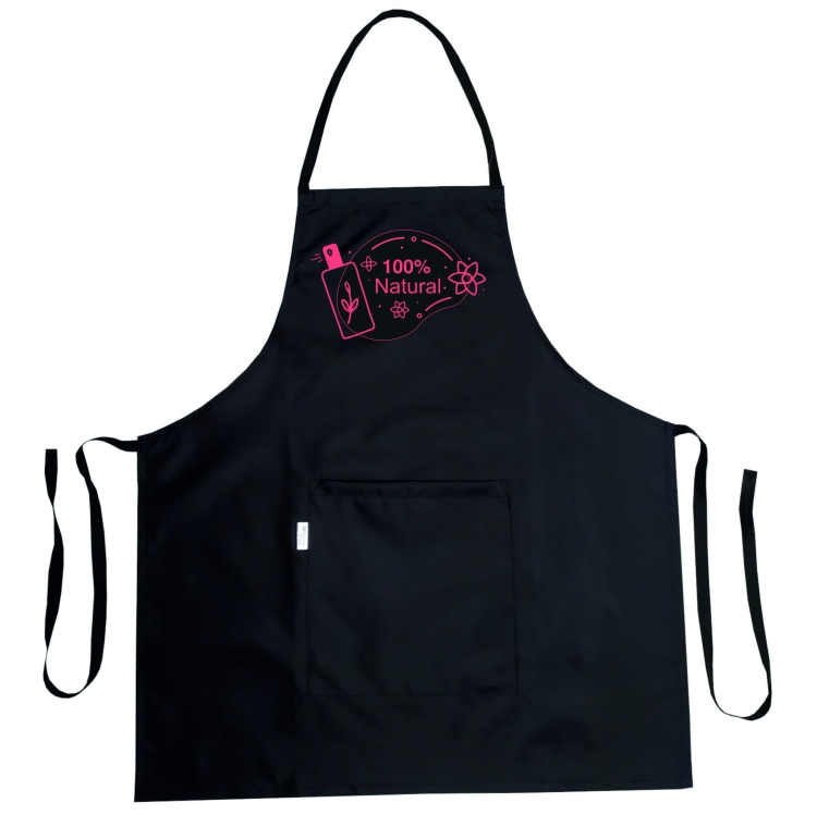 Tablier cosmétique imperméable avec un design de cosmétiques 100% naturels.