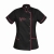 Veste cosmétique noire avec passepoil fuchsia.