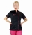 Veste de beauté noire avec passepoil fuchsia.
