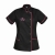 Veste cosmétique noire avec passepoil fuchsia.