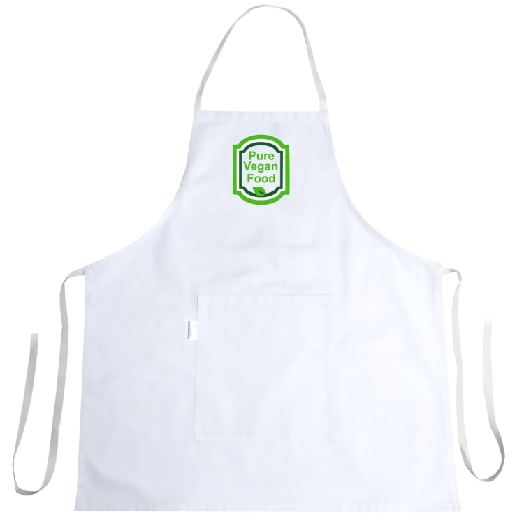Tablier de cuisine avec le logo 'Pure vegan food'