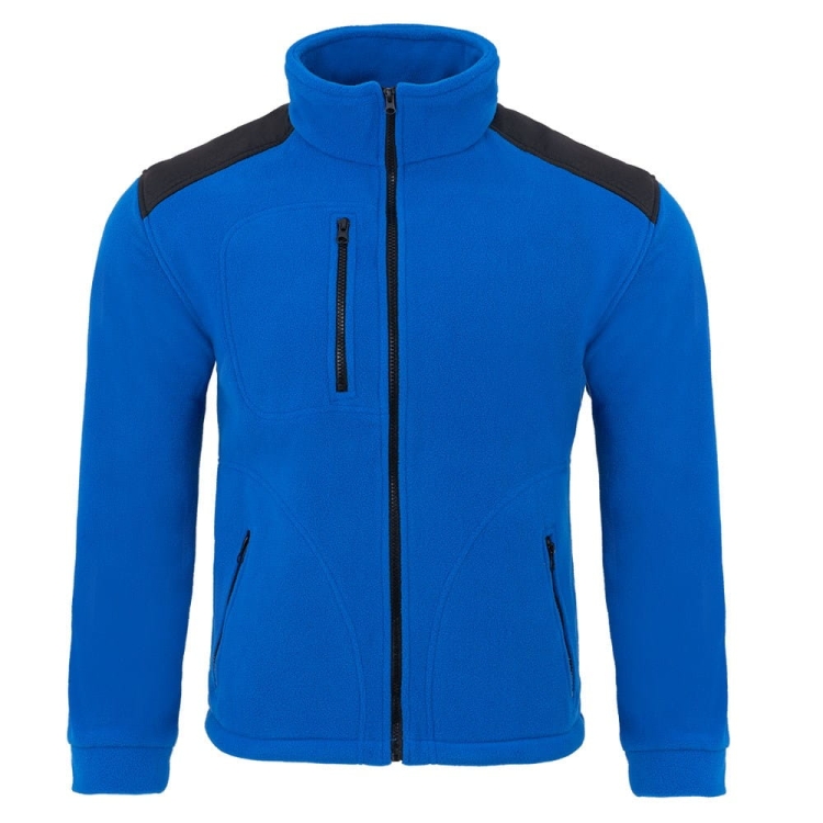 Sweat en polaire avec des inserts noirs bleu roi.