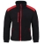 Sweat à capuche noir avec des inserts rouges.