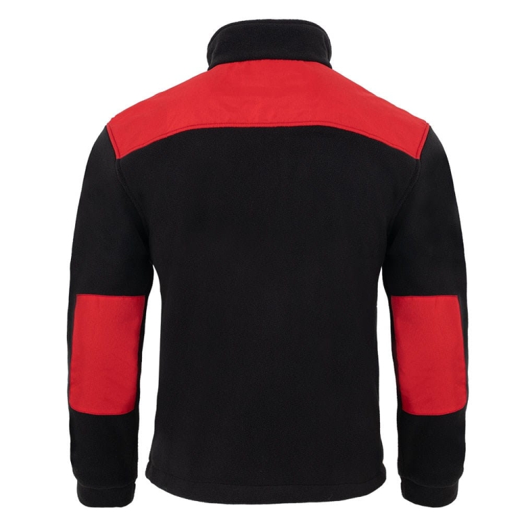 Sweat en polaire avec des inserts rouges en noir.
