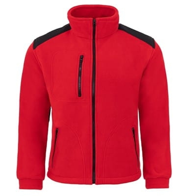 Sweat en polaire rouge avec des inserts noirs