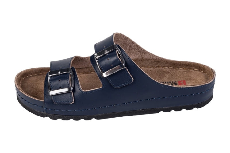 Granatowe klapki medyczne skórzane