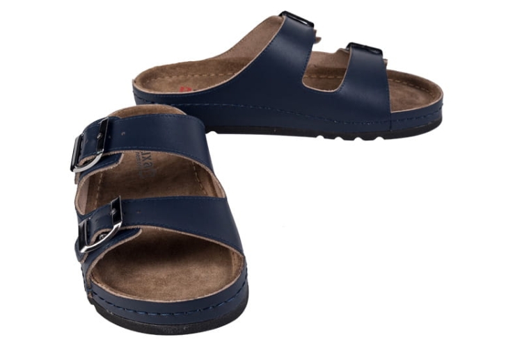 Klapki medyczne granatowe skórzane