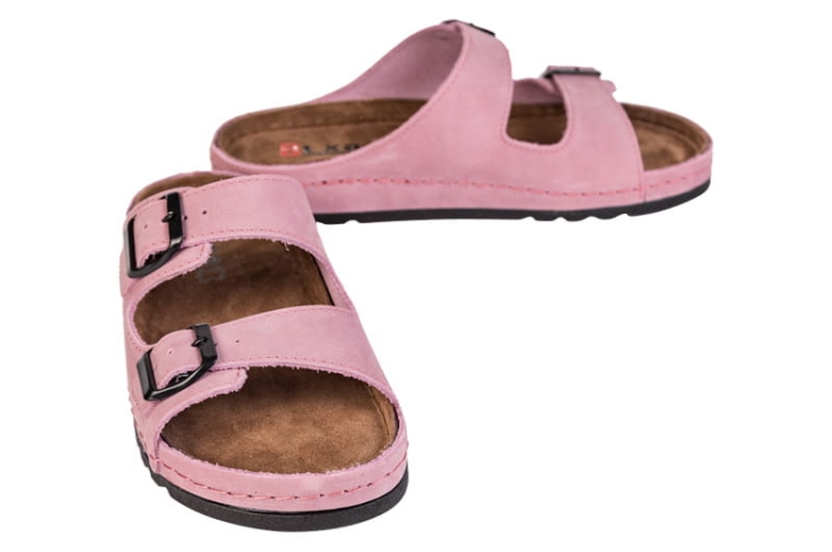 Memory klapki skórzane różowe