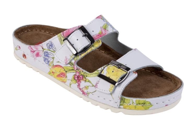 Klapki medyczne skórzane w kwiaty