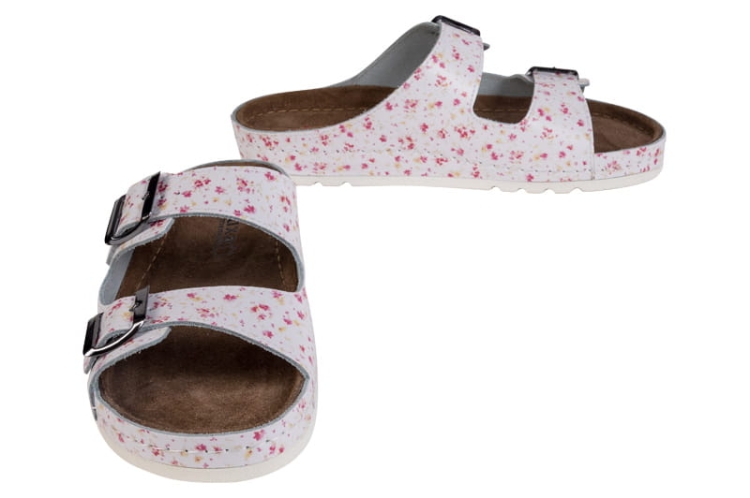 Klapki w kwiaty skórzane medyczne