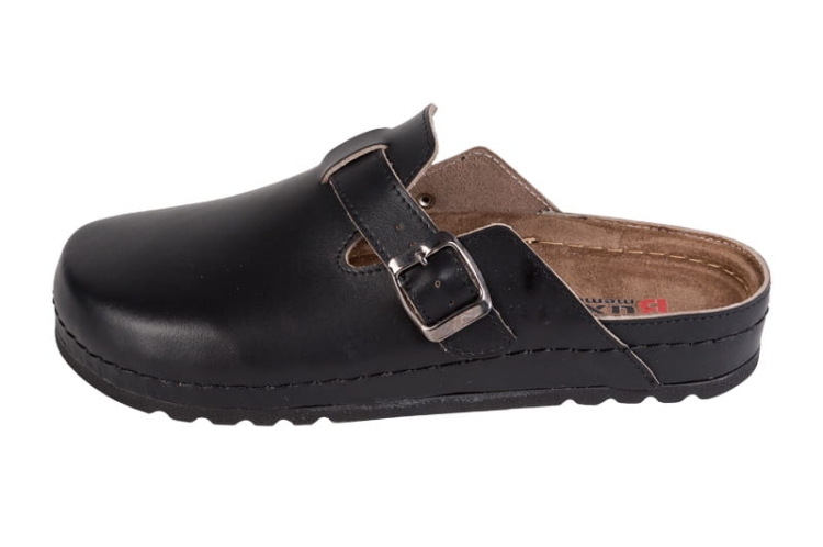 Czarne klapki medyczne skórzane z memory