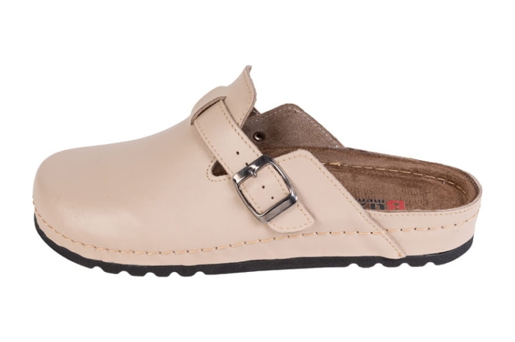 Beżowe klapki medyczne skórzane