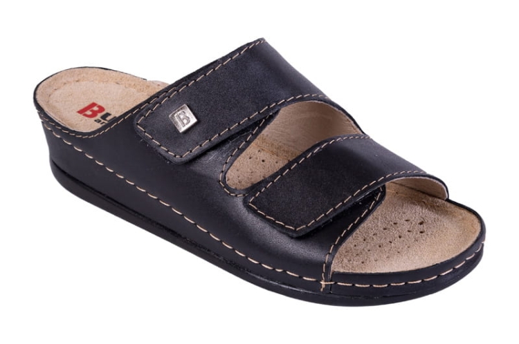 Klapki zdrowotne czarne skórzane anatomiczne