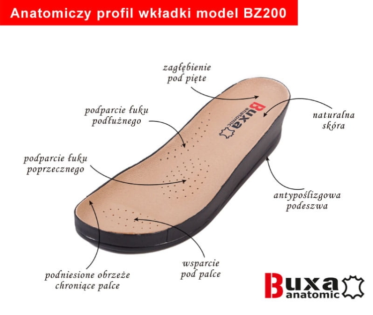 Anatomiczne klapki zdrowotne skórzane czerwone