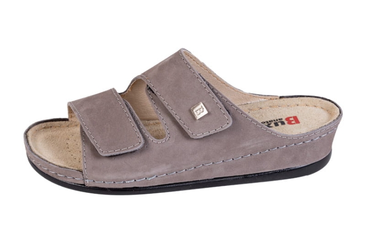 Anatomiczne klapki zdrowotne szare skórzane
