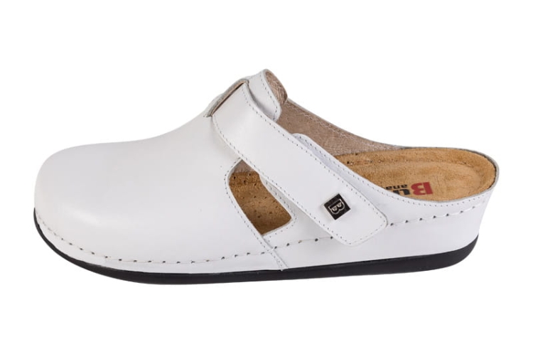 Klapki zdrowotne białe skórzane anatomiczne