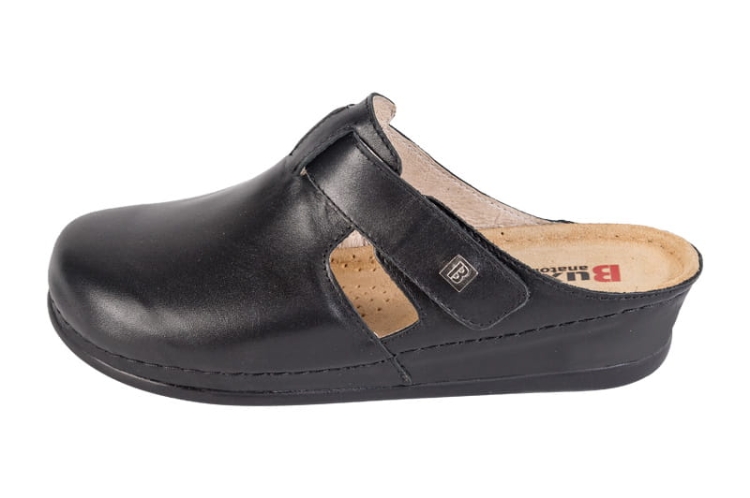 Skórzane klapki zdrowotne czarne anatomiczne