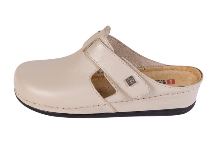 Klapki zdrowotne skórzane w kolorze beżowym