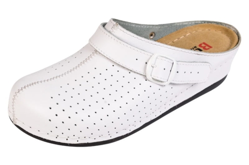 Skórzane klapki medyczne anatomiczne białe